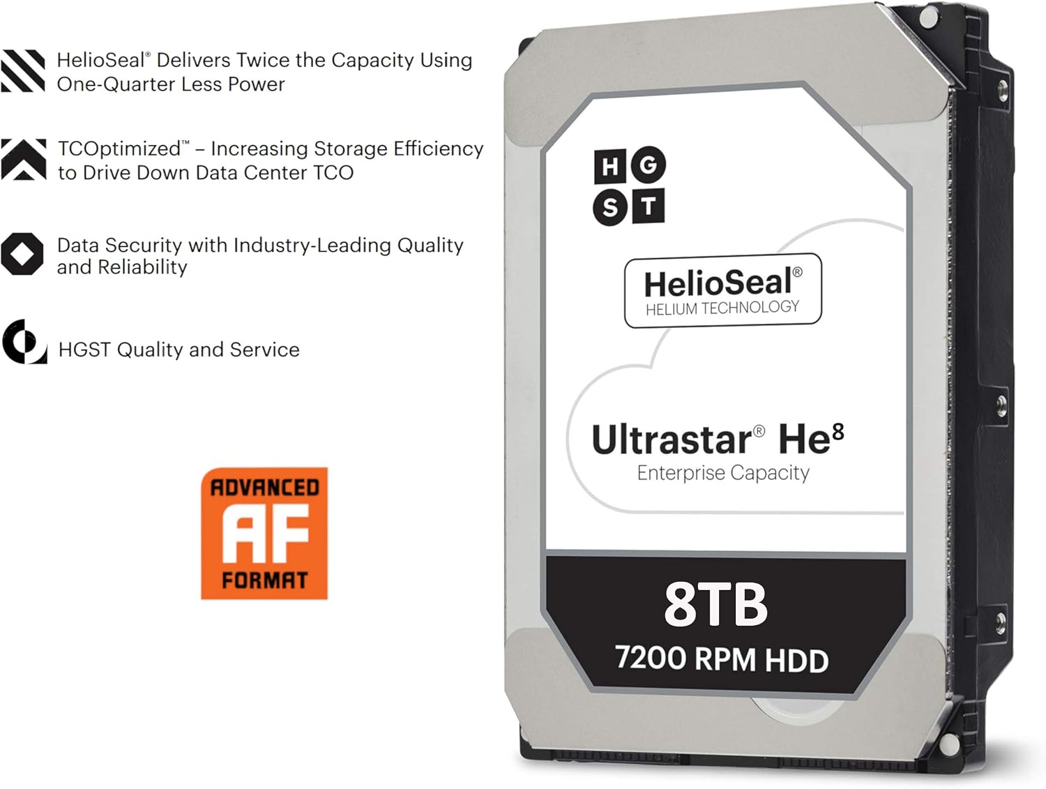 HGST Ultrastar He8 HUH728080ALE604 0F23668 / 0F25721 8TB 7,2K RPM SATA 6Gb/s 128MB 3.5' HDD 512E