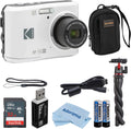 Kodak PIXPRO FZ45 Friendly Zoom 16MP Full HD Digital Camera, Bundle with 32GB Memory Card and Camera Bag, Flexible Tripod, and Card Reader (White)