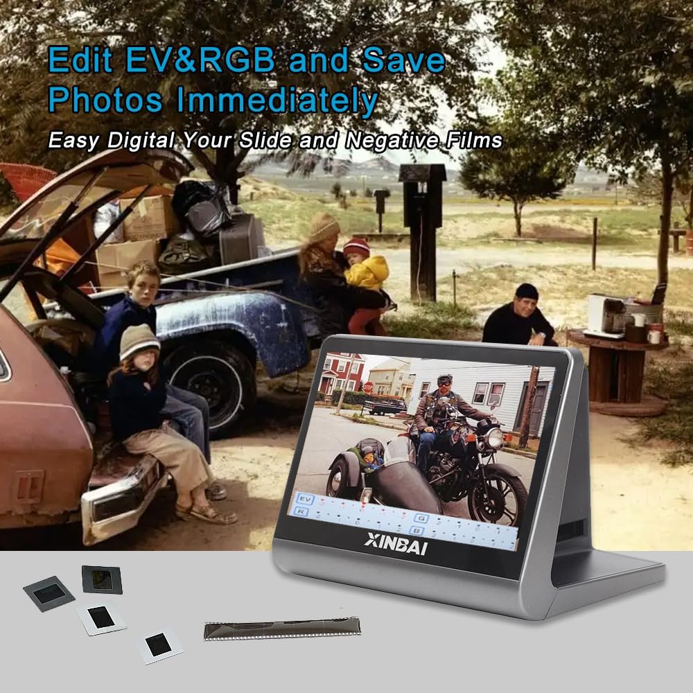 48 MP Film & Slide Scanner with 7 Inch LCD Screen, All-in-One Digital Film Scanner Built-in 16GB Memory Converts B&W/135/110/126 KPK Negative and Super 8/Monochrome Slides into JPEG Photos