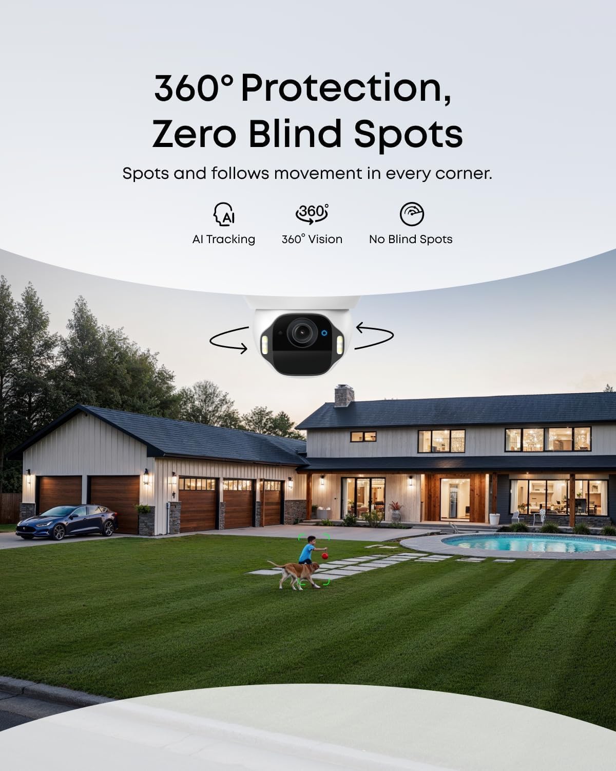 eufy SoloCam E42, 4K Security Camera Wireless Outdoor, Solar Powered, AI Motion Tracking, Strobe Light, Pan & Tilt, Facial Recognition, Up to 16 TB, Smart Home Compatible