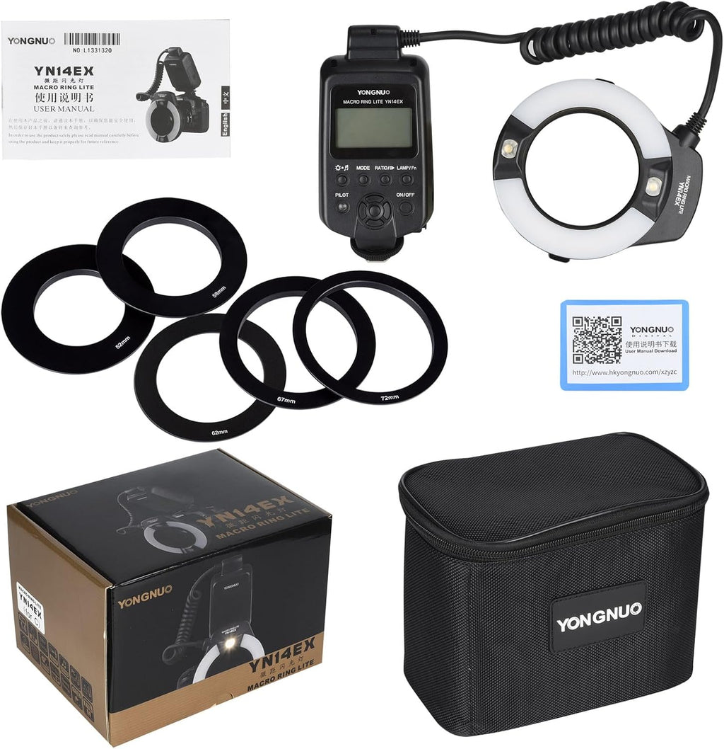 YONGNUO YN-14EX YN14EX TTL Macro Ring Flash, LED Flash Light with Adapter Ring for Canon EOS DSLR Cameras, as Canon MR-14EX