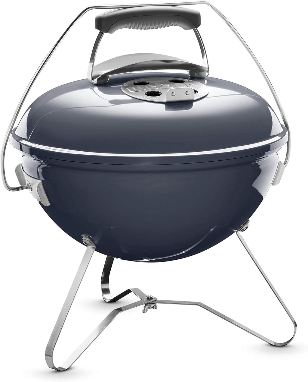 Weber Smokey Joe Premium Charcoal Grill Barbeque, 37cm | Portable BBQ Grill with Tuck-N-Carry Lid Cover & Plated Steel Legs | Folding Outdoor Cooker | Porcelain-Enamelled Bowl - Slate Blue (1126804)