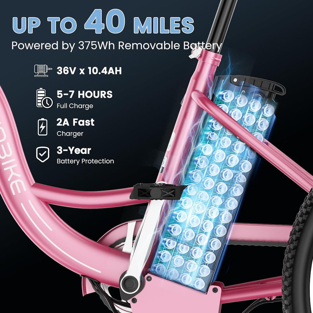 MOONCOOL Adult Electric Tricycle, 350W Front Drive Motor (Peak 700W), 15.5MPH E-Trike, Removable 36V 10.4Ah Battery, Max 60 Miles, 7-Speed 3 Wheel Electric Bike