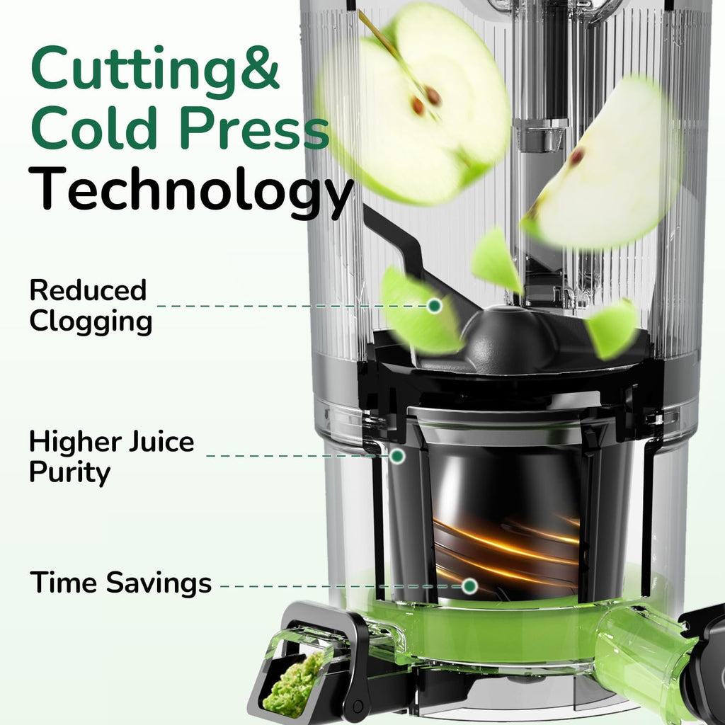 Canoly C16 Cold Press Juicer, 6' Extra Wide Feed Chute, 3-IN-1 Strainers (Juice & Sorbet & Nut Milk), Powerful AC Brushless Motor, Self Precut System, Juicer Machines with BPA-Free (Space Gray)
