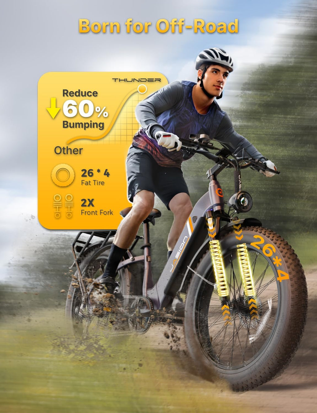 Jasion Thunder/PRO/ST Electric Bike,2000W/1800W Peak Ebikes for Adults,26''Fat Tire Best Ebike for Men,90/80 Miles with 1040Wh/864Wh Battery,35/30+MPH Max Speed Bicycles,500/400LB Capacity