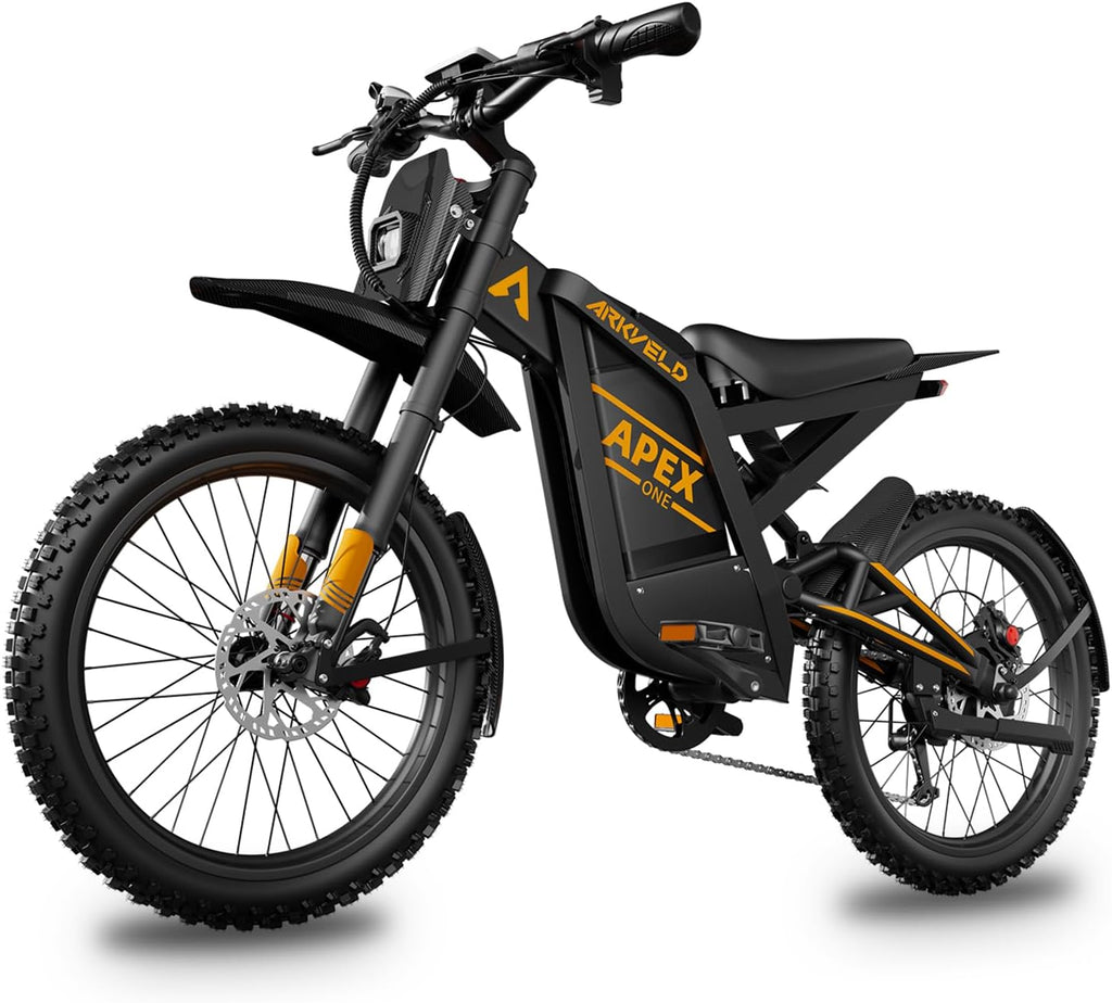 Electric-Dirt-Bike for Adults-Mountain-Motorcycle with 1536Wh Battery 32AH, Max 37 MPH and 80Miles Range E-Bike, Peak 3000W Brushless Motor, 25Inch Fat Tire and Front Fork Suspension, Orange