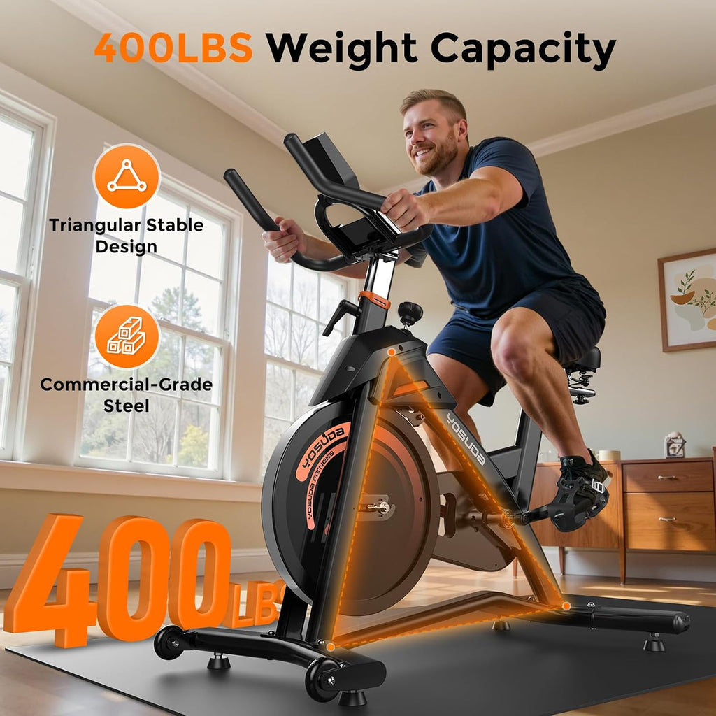 YOSUDA PRO Magnetic Exercise Bike 350 lbs Weight Capacity - Indoor Cycling Bike Stationary with Comfortable Seat Cushion, Silent Belt Drive