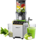 Cold Press Juicer, Touchscreen Juicer Machines with Wide Feed Chute, Stainless Steel Masticating Juicers Easy to Clean, Ergonomic Operational Panel Design, High Juice Yield, Gray