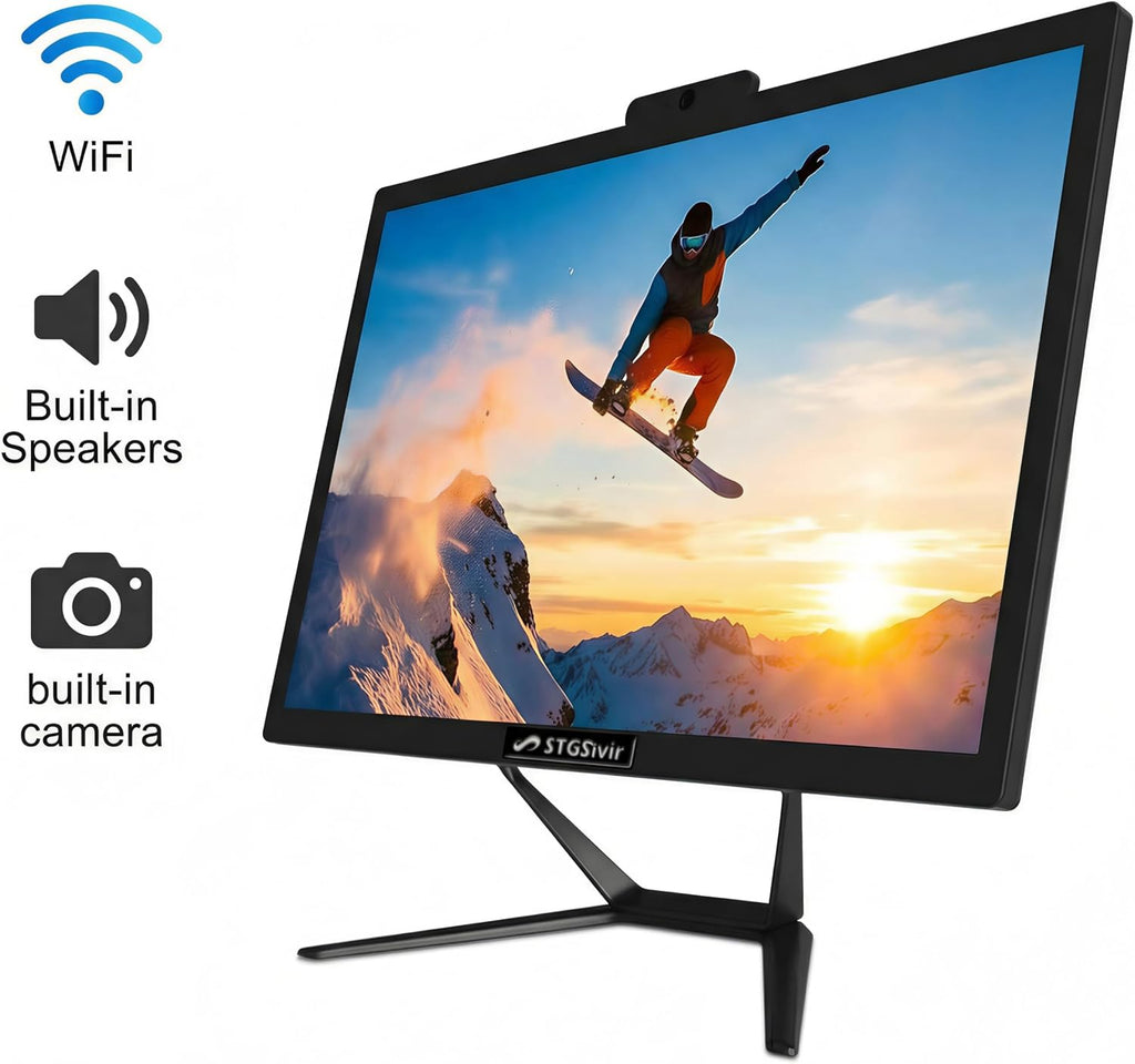 STGSivir All in One Desktop Computer, 21.5-inch FHD Display, Intel Core i5 up to 3.6GHz, 16G Memory, 512G SSD, WiFi 5, Bluetooth, RGB Keyboard & Mouse, Webcam, Windows 11 Home
