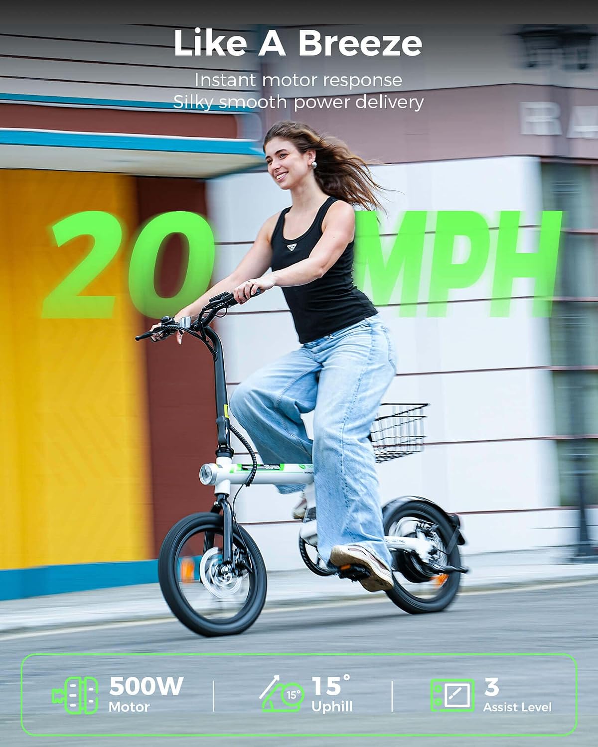 isinwheel Electric Bike for Adult 500W Motor, 20 MPH Folding Ebike, 16' Adult Electric Bicycles with Smart Uphill, 10.4Ah Battery, E Bikes for Adults and Teens