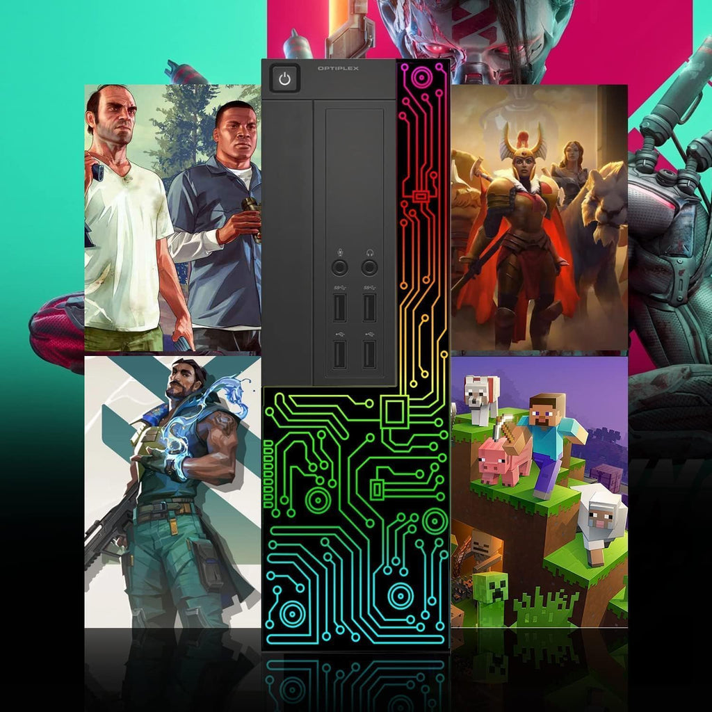 Dell Gaming OptiPlex Desktop RGB Computer PC, Intel Core i5, Radeon RX 550 4G, 16GB RAM, 512GB SSD, 24 Inch HDMI Monitor, RGB Keyboard Mouse and Headset, WiFi, Windows 11 Pro (Renewed)