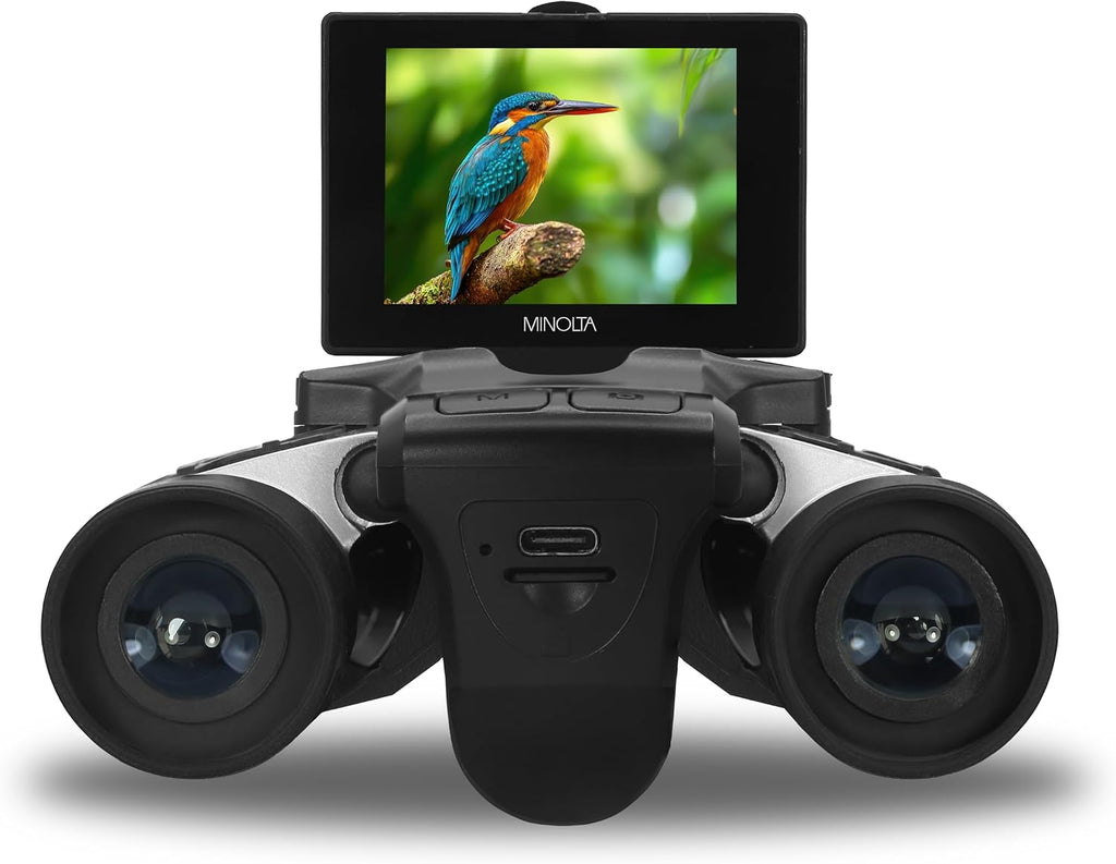 Minolta 12x32 Digital Binoculars - 4K UHD Video Camera, 48MP Photo, 8X Digital Zoom, IPS Anti-Glare Screen, Fog-Resistant Optics, Compact, Ideal for Birdwatching & Travel Hunting