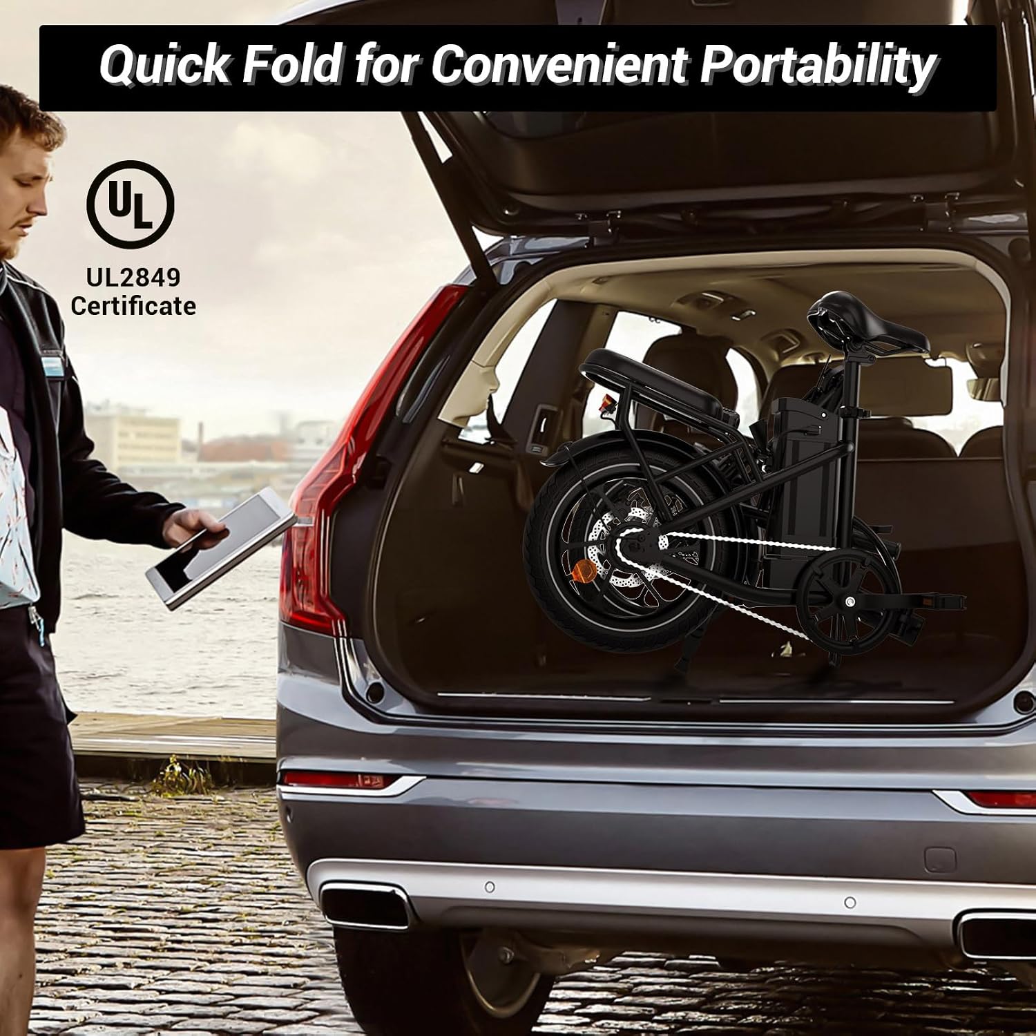 RIDWIND 16' Folding Electric Bike Adults, Peak 630W Adult Electric Bicycles, Up to 25 MPH and 35 Miles Foldable Ebikes, Electric Bike for Teens with 36V 8Ah Removable Battery, UL2849 Certificate