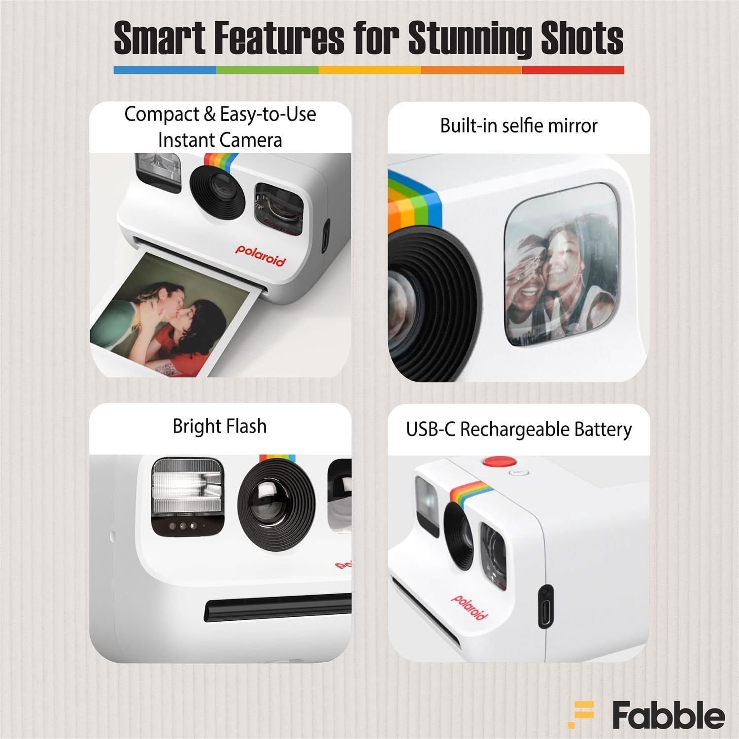 Polaroid Go Generation 2 Instant Camera (White) Bundle with 48 Instant Film Shots, Durable Hard Case, Soft Microfiber Cleaning Cloth, and USB-C Charging Cable Included