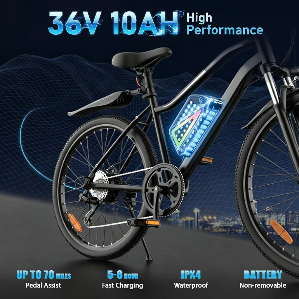 Electric Bike - Electric Bike for Adults, 1500w/1000W/750W Peak Motor, Up to 55 Miles, 20MPH EBike, 26'' Tires Lightweight E Bike for Commuting Mountain Road Sand