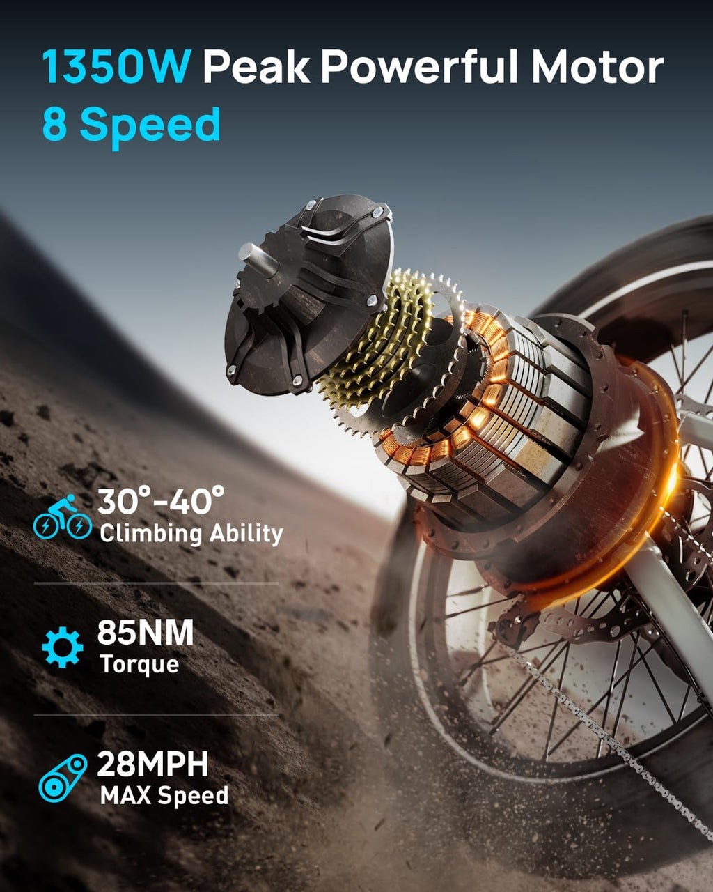 PUCKIPUPPY Electric Bike for Adults 1350W Peak, 28 MPH, 48V 20AH Battery Ebike, 26'x4' Fat Tire Full Suspension Electric Mountain Bike, 80 Miles Range, 8 Speed, Torque Sensor (Labrador Pro)