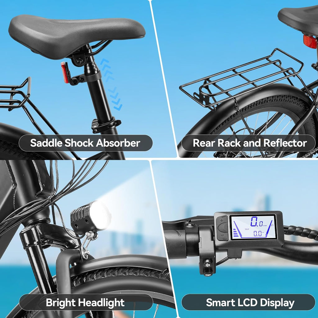 ZNH Electric Bike for Adults with 1000W Motor & 624/940.8 Wh Built-in Removable Battery, 70Miles 25 MPH Step Thru Electric Bicycle, 24'/26' Commuter E Bikes with 7-Speed, UL 2849 Certified