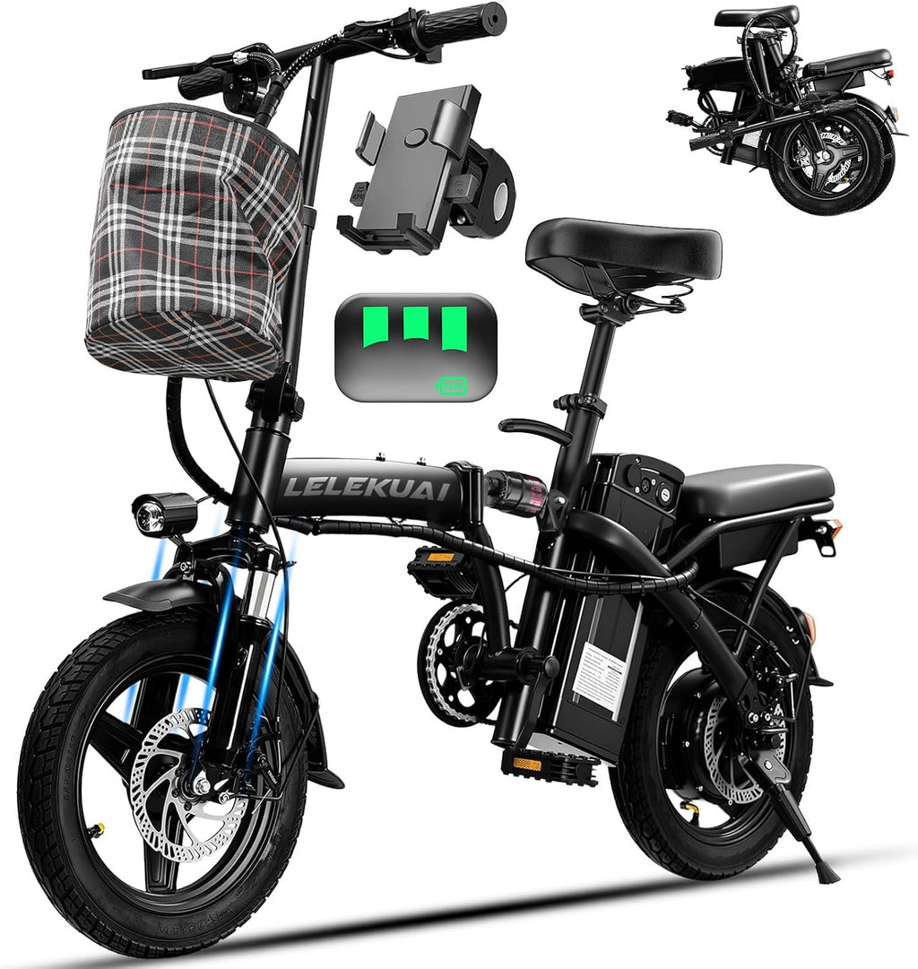 LELEKUAI Electric Bike for Adults, 1200W Peak Motor Commuter Ebike, 20-28MPH Speed, 32 Miles Range, Removable Waterproof Battery, Dual Disc Brakes Electric Bicycle, UL 2849 Certified