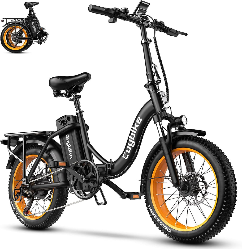 bluebiko 1000W Folding Electric Bike, 48V 20AH Removable Battery E Bike, 70 Miles Max Range, 20' Fat Tire Adults Electric Bike,7-Speed Ebike for City Commuting,Off-Roading,Mountain