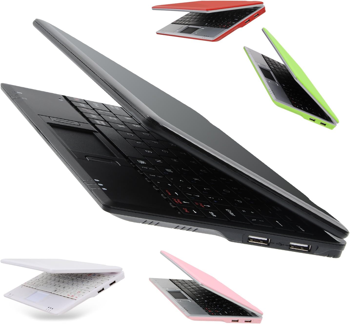 7 Inch Portable Mini Computer Laptop PC Netbook for Kids Android 12 Quad Core 32GB WiFi Built in Camera YouTube Flash Player (Black)
