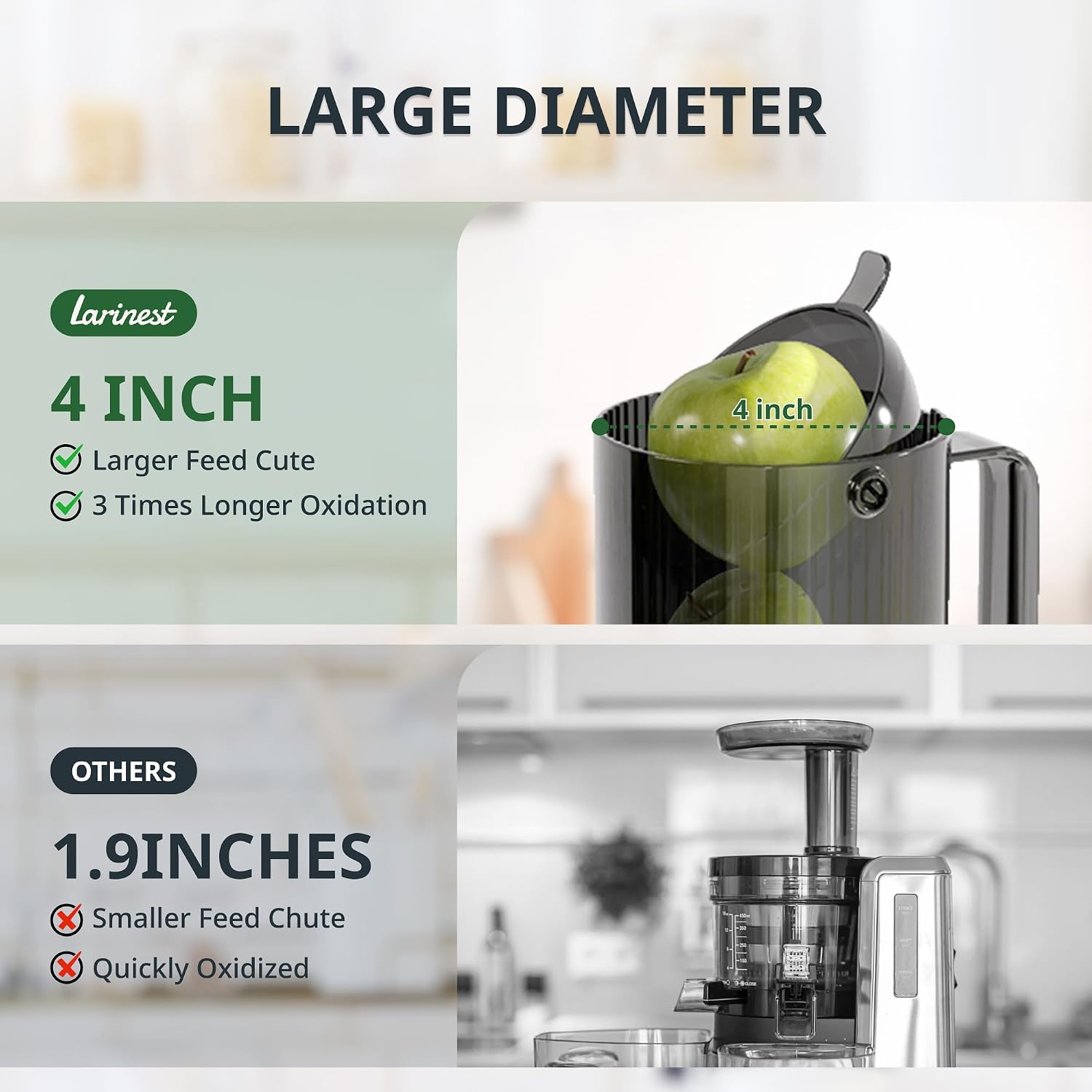 Juicer Machines, Cold Press Juicer with 4' Large Feed Chute Fit Whole Fruits and Vegetables, Easy to Clean, BPA-Free