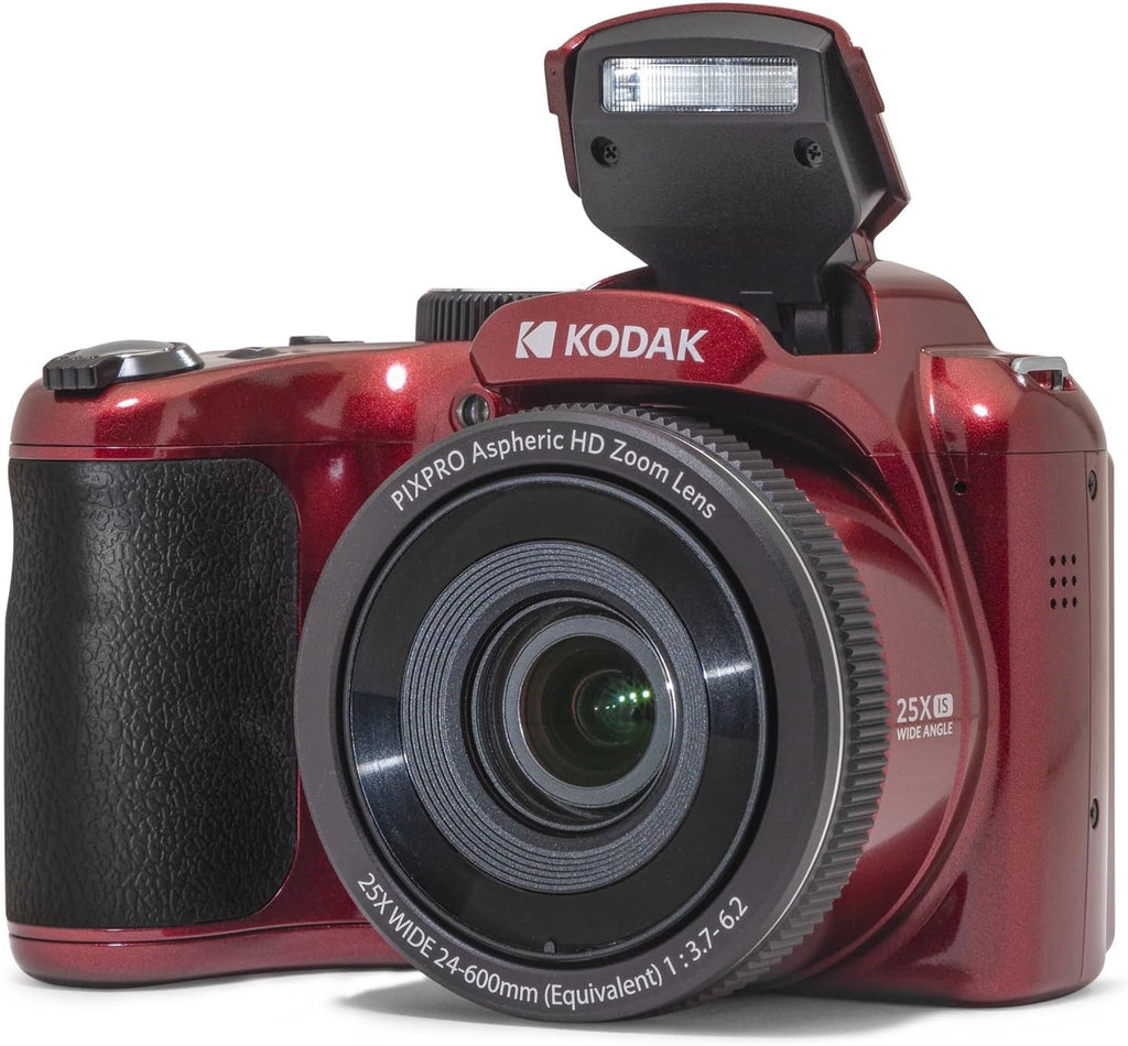 Kodak PIXPRO AZ255 25X Optical Zoom 16MP Digital Camera (Red)+ 32GB Memory Card (2) + Digital Camera/Video Case