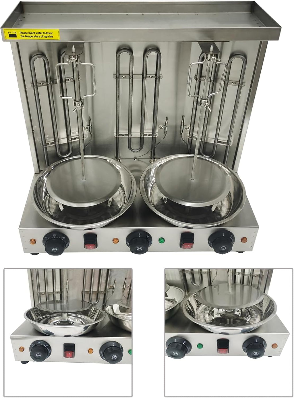 Electric Shawarma Grill Machine with 3 Burners Electric Turkish Barbecue Machine Vertical Rotating Broiler for Commercial and Home Use 110V 3600W