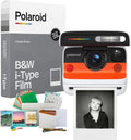 Polaroid Flip Instant Camera with Sonar Autofocus, Retro Design (White) Bundle with Black and White Film and Film Kit (3 Items)