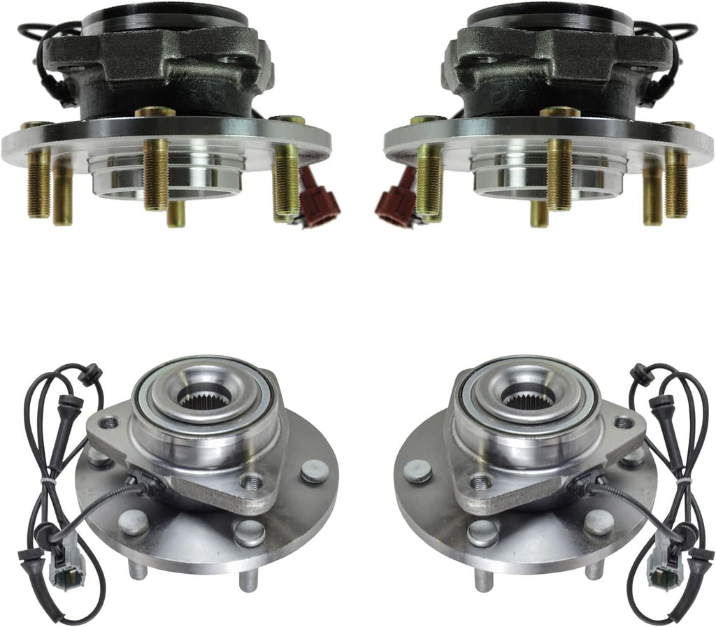 TRQ 2 Piece Front Rear Wheel Bearing & Hub Assembly Set Compatible with 2004-2007 Infiniti QX56 2005-2007 Nissan Armada 2004 Pathfinder Pathfinder Armada