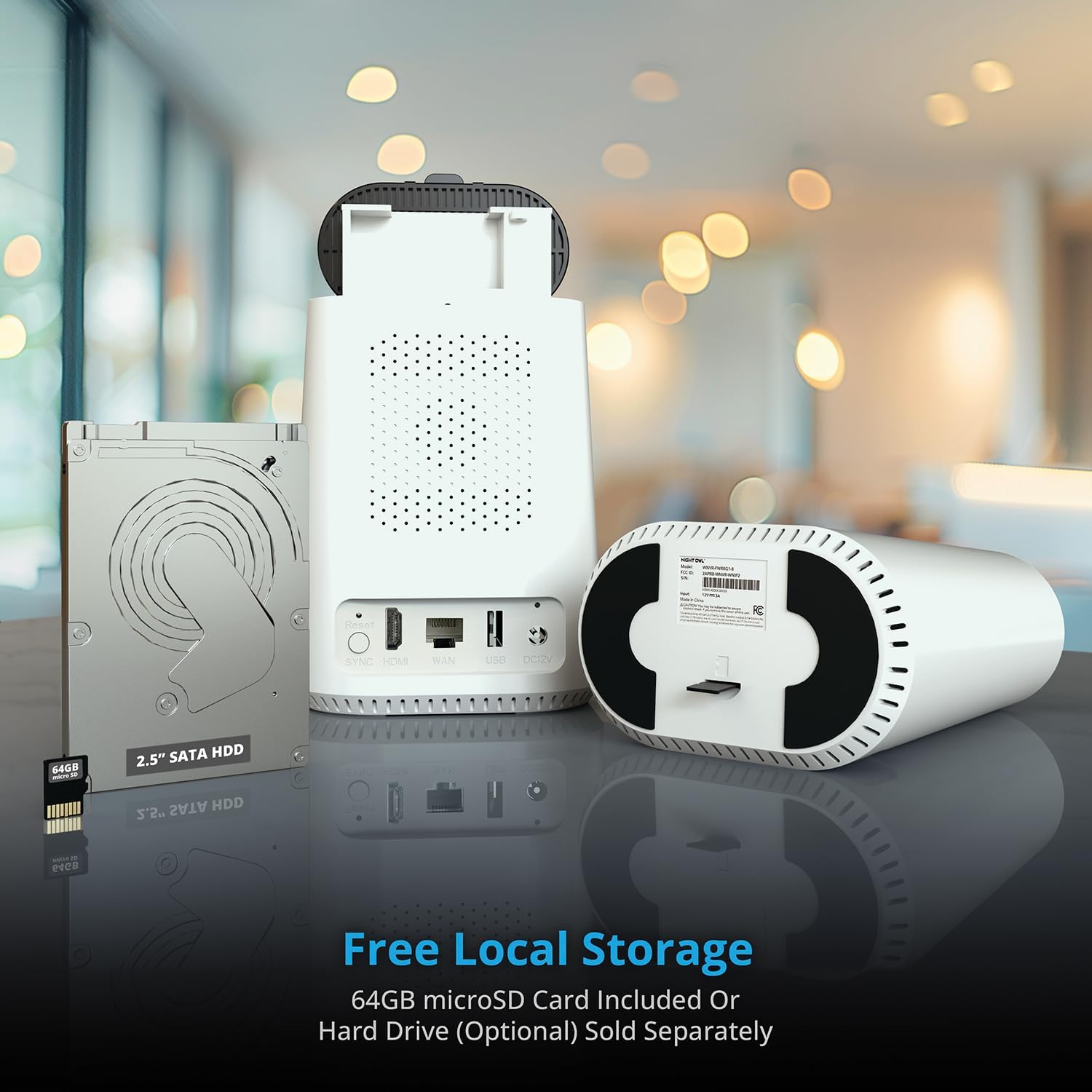 Night Owl 8 Channel Wi-Fi Video Home Security Hub with (4) Battery-Powered Wi-Fi 2K HD Indoor/Outdoor Spotlight Cameras with 2-Way Audio and 64GB microSD Card (Expandable up to 8 Cameras)