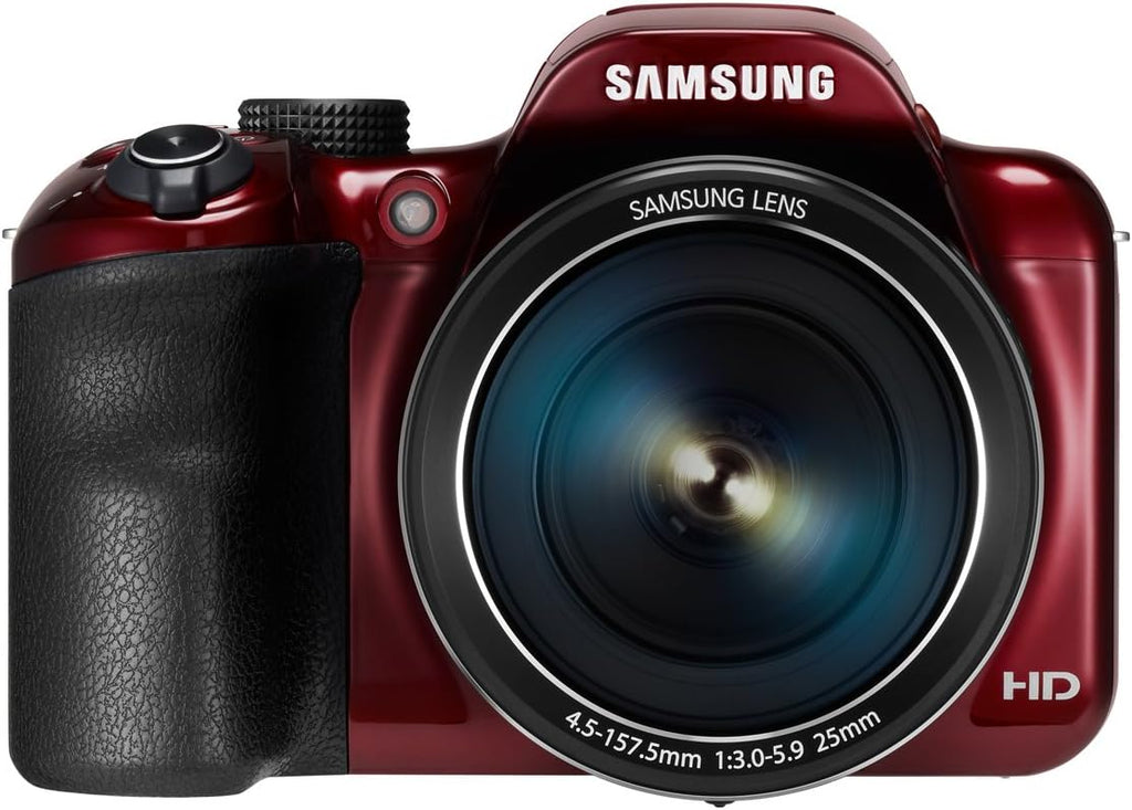 Samsung WB1100F 16.2MP CCD Smart WiFi & NFC Digital Camera with 35x Optical Zoom, 3.0' LCD and 720p HD Video (Red)