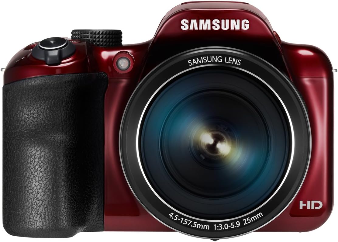Samsung WB1100F 16.2MP CCD Smart WiFi & NFC Digital Camera with 35x Optical Zoom, 3.0' LCD and 720p HD Video (Red)