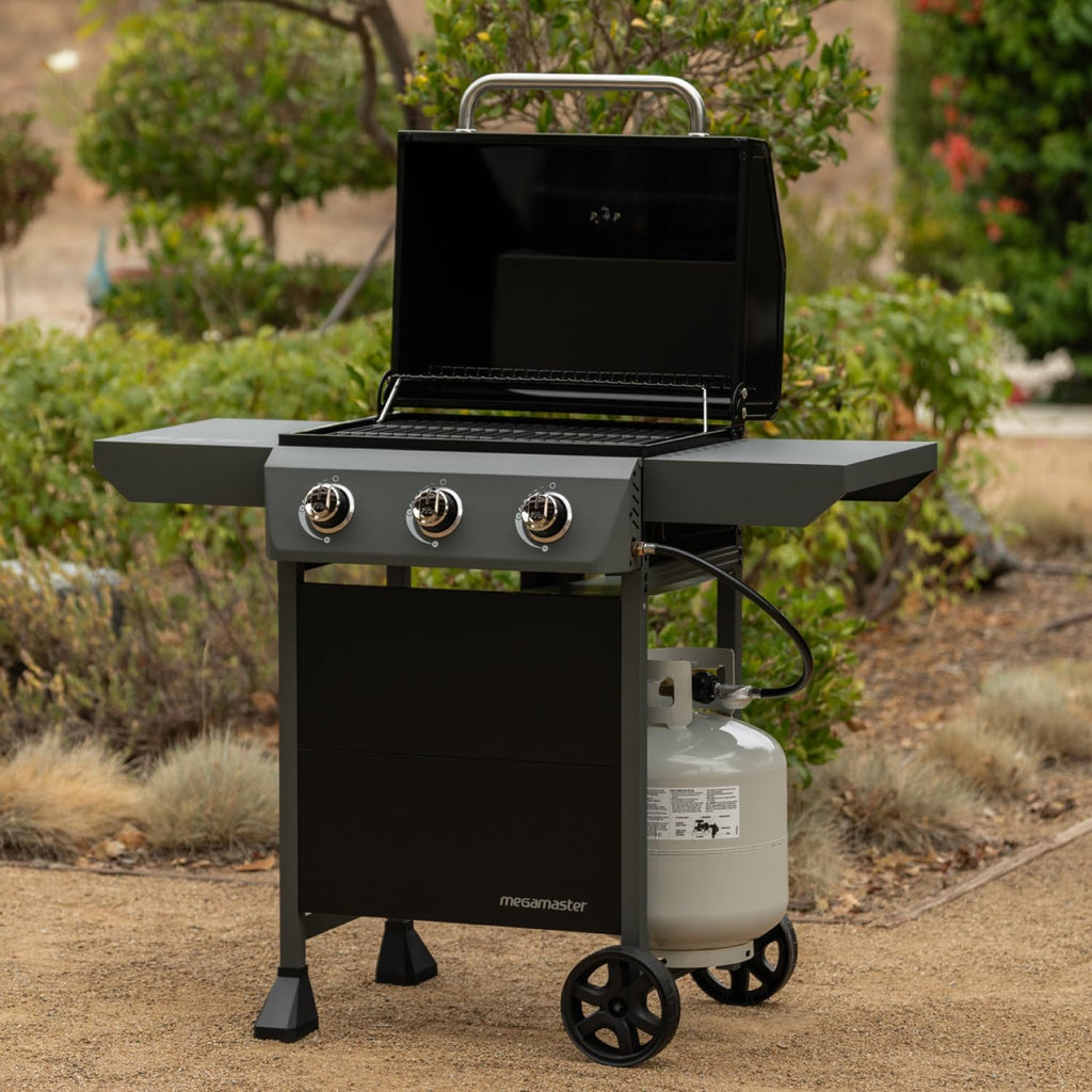 Megamaster 4-Burner Propane Gas Grill with Side Tables, 44,000BTUs, 566.92 SQ. In. Cooking Space, 2 Wheel Transport, Outdoor Kitchen Grill for BBQs, Backyards, Tailgating, and More - 720-1093B