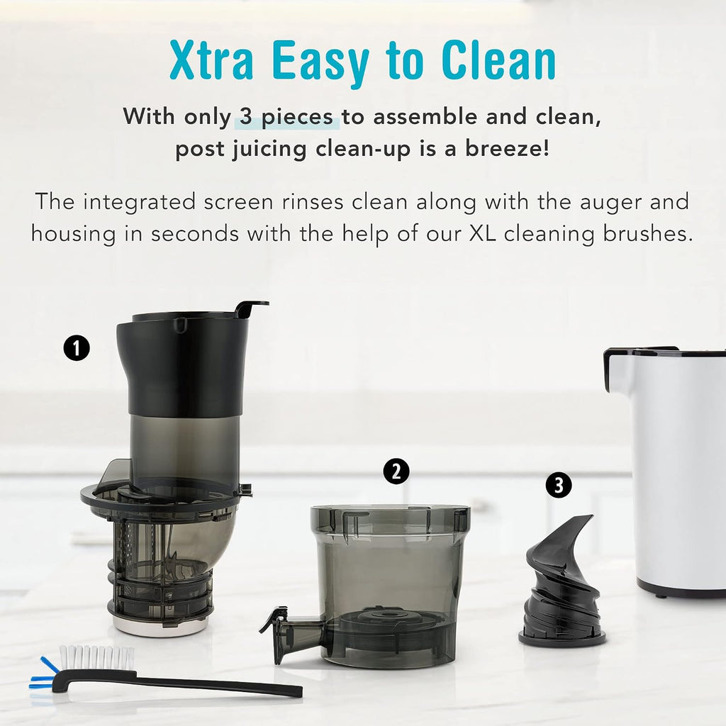 Shine Kitchen Co. SJX-1 Easy Cold Press Juicer with XL Feed Chute and Compact Body (White)