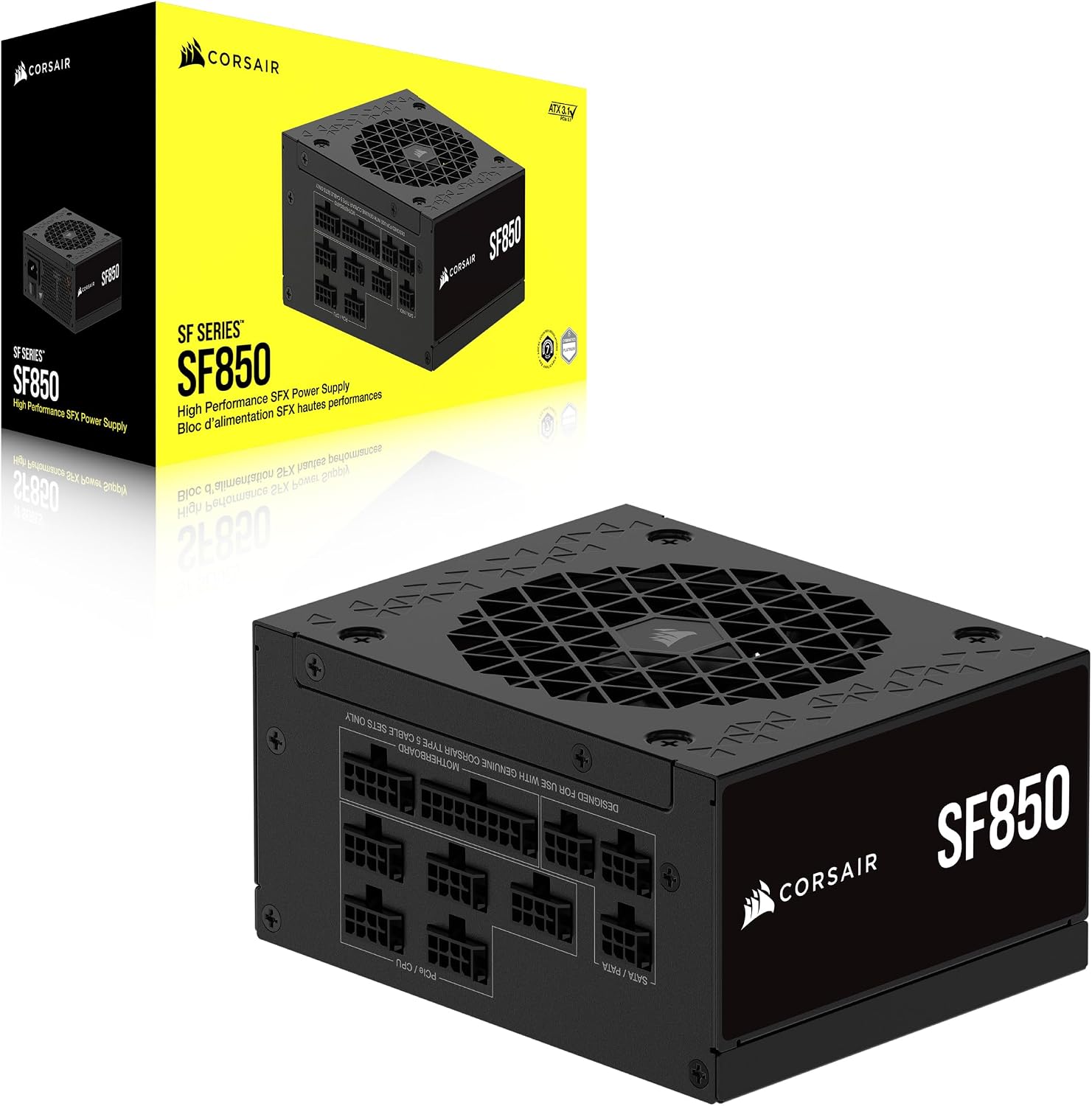 CORSAIR SF850 (2024) Fully Modular SFX Low Noise 80 Plus Platinum Power Supply â€' ATX 3.1 Compliant â€' PCIe 5.1 Ready â€' Small Form Factor â€' Bracket Included â€' Black