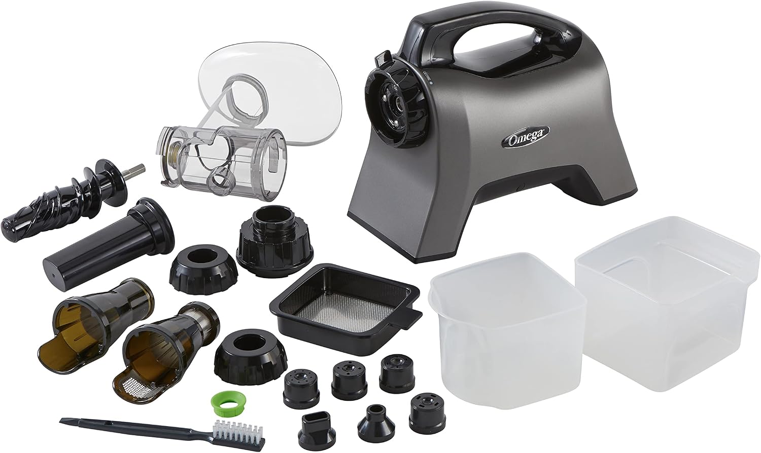 Omega Celery Juicer and Nutrition System Masticating Juicer, Cold Press Juicer Machine For Celery with Adjustable Dial, 200-Watt, Silver