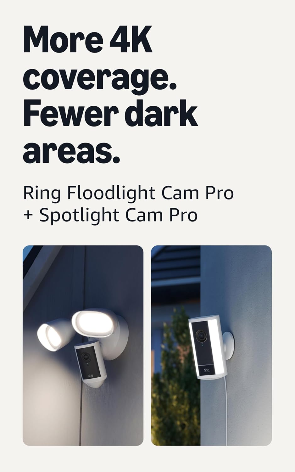 Ring Spotlight Cam Pro, Plug-In (Newest Model), White with Floodlight Cam Pro (Newest Model), White