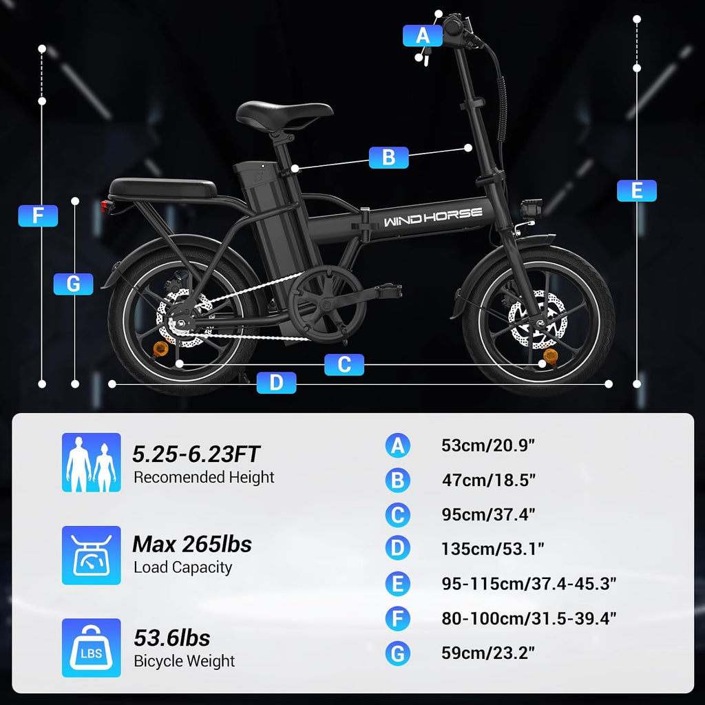 SEHOMY 2-Seat Electric Bike for Adults 630W Peak Motor, 25MPH Folding Ebike, 16' Adults Electric Bicycles with 30° Uphill, 288WH Removable Battery, 35 Miles Long Range, Commuter E Bikes Teens 14+