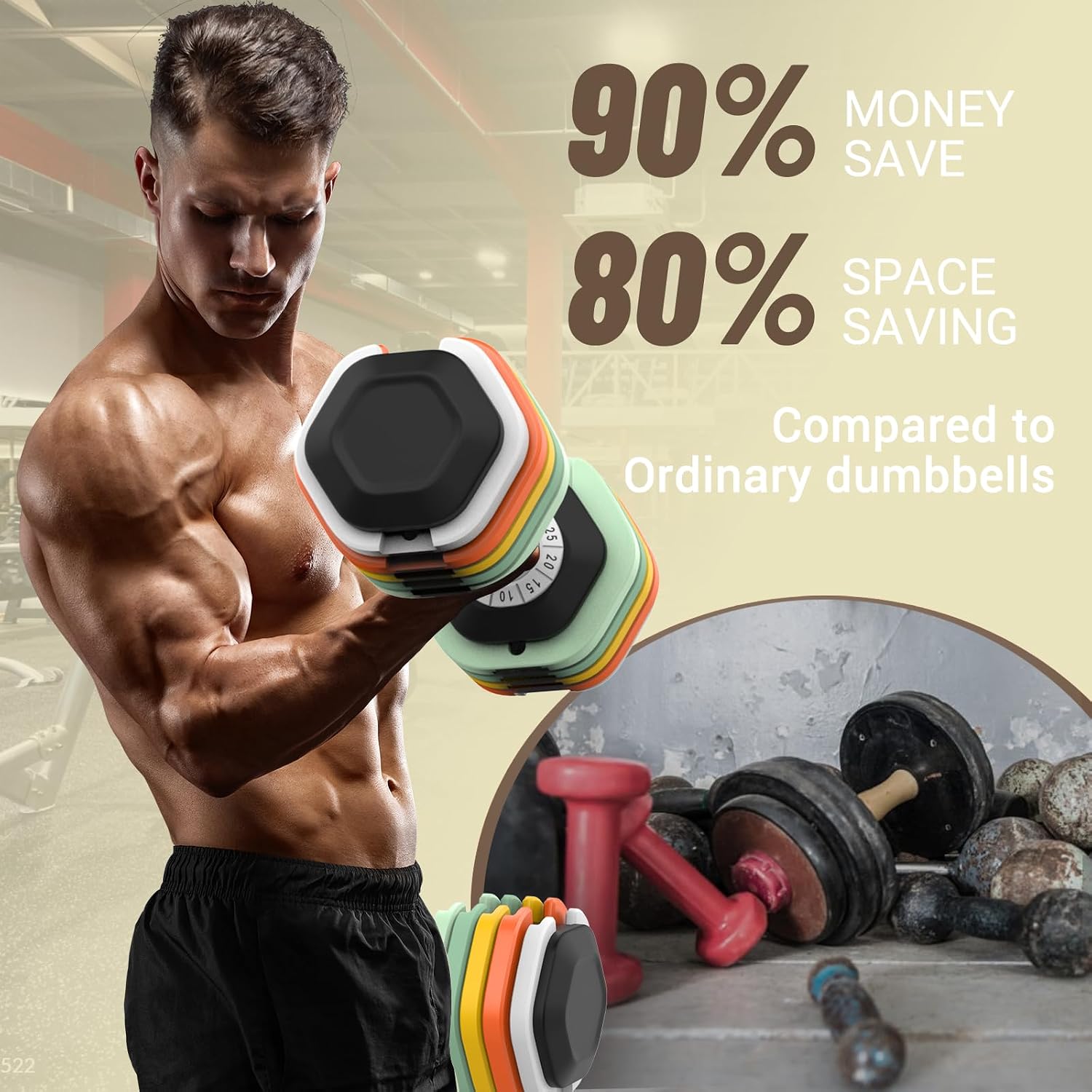 25/55 lbs Pair Adjustable Dumbbell, Fast Adjust Dumbbell Weight for Exercises Pair Dumbbells for Men and Women in Home Gym Workout Equipment