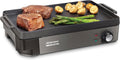 Hamilton Beach Professional Cast Iron Indoor Electric Grill & Griddle, 10' x 16' Preseasoned Cooking Surface, Adjustable Temperature up to 450° F, Black (38560)