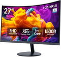 KOORUI 27 Inch Curved Monitor FHD 1080P 75Hz Computer Monitors, 1500R PC Screen with HDMI VGA, TÜV Rheinland Certified, Tilt Adjustable,1500R, Eye Care, Black, 27N5CA