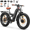 FREESKY 4000W Dual Motor Electric Bike for Adults, 48V 30AH Samsung Cells Battery 120Miles Range, 40MPH AWD Fast E-Bike, 26' Fat Tire Full Suspension Electric Mountain Bike, UL2849 Certified by TÜV