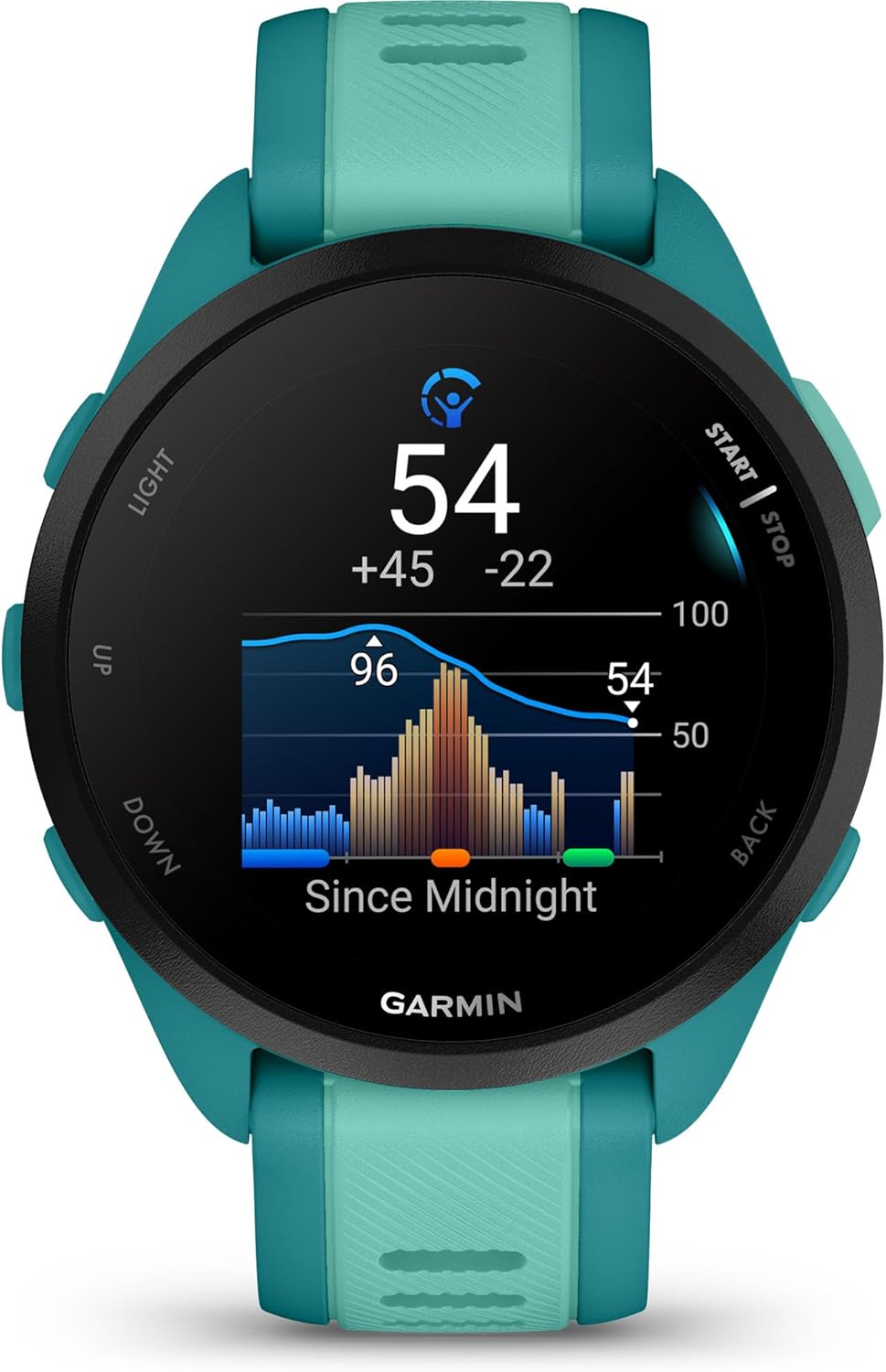 Garmin Forerunner® 165 Music, Running Smartwatch, Colorful AMOLED Display, Training Metrics and Recovery Insights, Music on Your Wrist, Turquoise