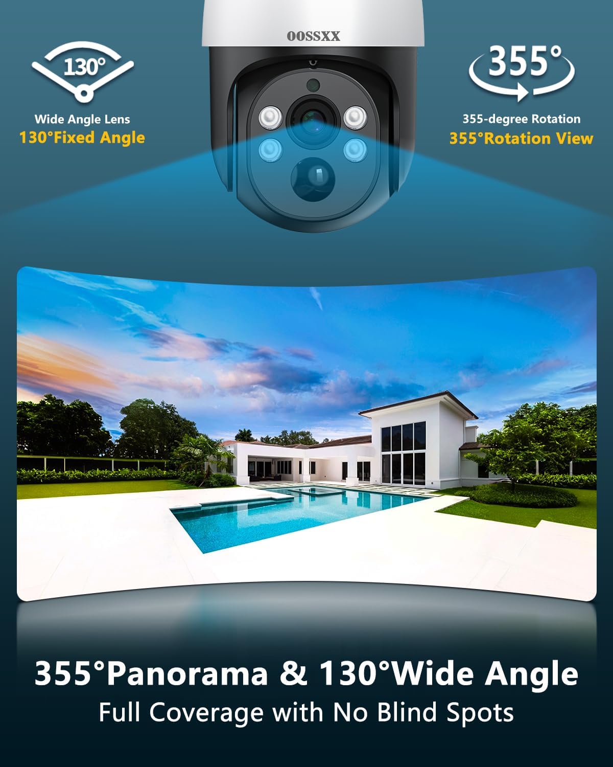 OOSSXX (2026 Upgrade) Auto-Tracking 4K 2-Way Audio PTZ PoE Outdoor Wired Security Cameras System Home Wired Cameras Video Surveillance