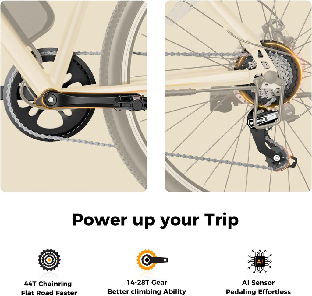 Jasion EB5 Electric Bike for Adults with 1000W Peak Motor,Removable Battery Commuting Electric Mountain Bike,Up to 40Miles,7-Speed and Front Fork Suspension Ebike