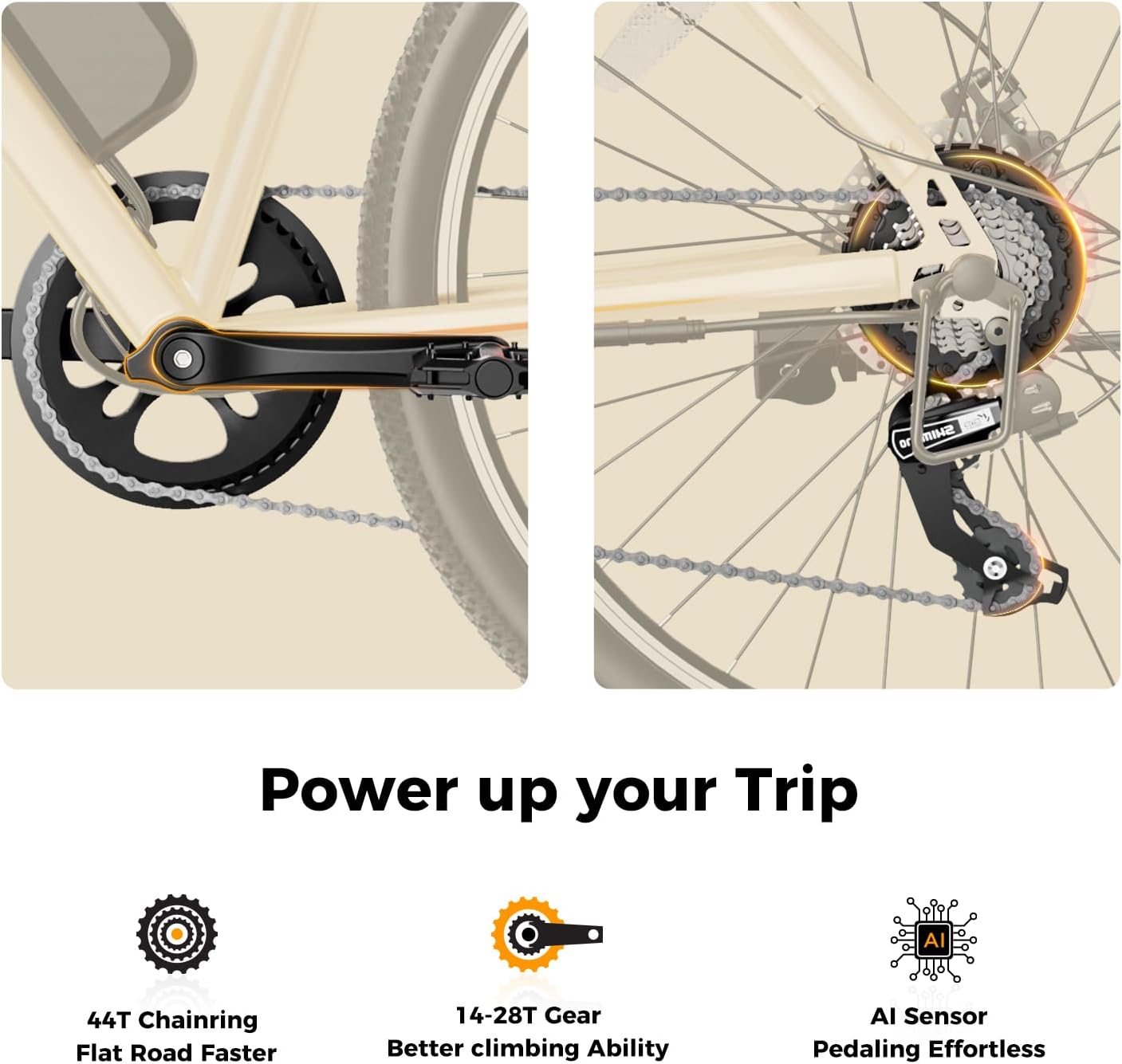 Jasion EB5 Electric Bike for Adults with 1000W Peak Motor,Removable Battery Commuting Electric Mountain Bike,Up to 40Miles,7-Speed and Front Fork Suspension Ebike