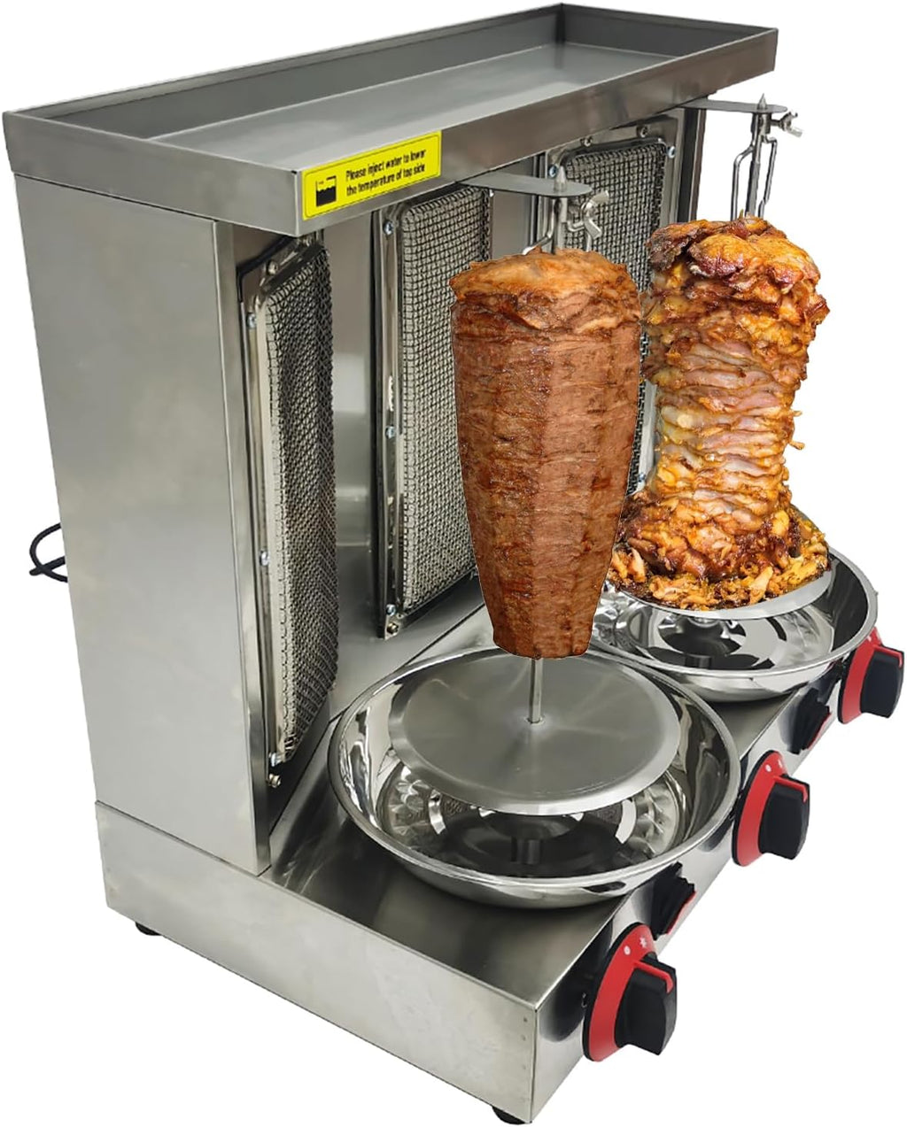 Shawarma Grill Machine with 3 Burners LP Gas Kebab Gyro Grill Machine Vertical Rotating Broiler for Home Restaurant Kitchen Party
