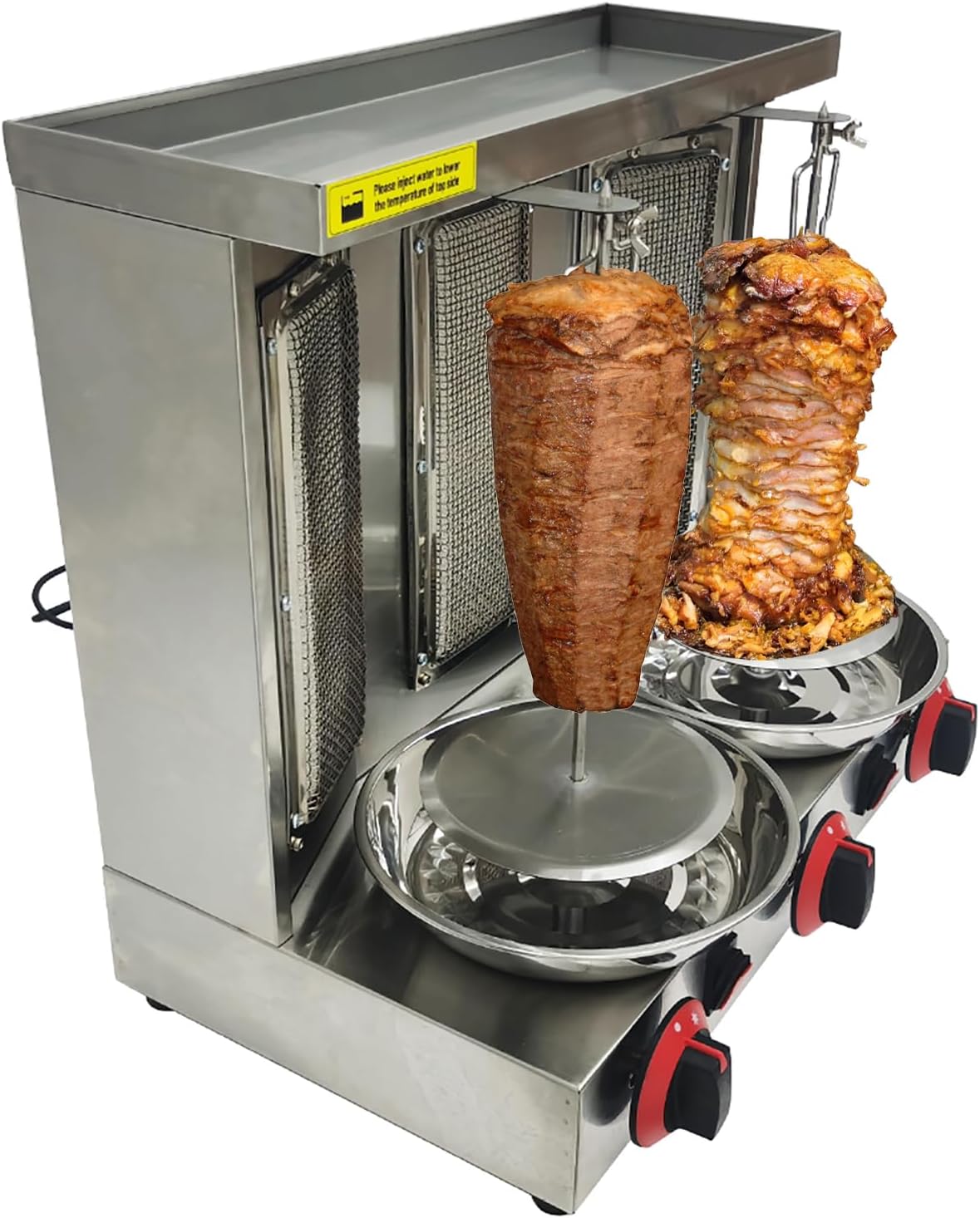 Shawarma Grill Machine with 3 Burners LP Gas Kebab Gyro Grill Machine Vertical Rotating Broiler for Home Restaurant Kitchen Party
