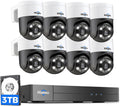 【Human Tracking+300°Pan 90°Tilt】 Hiseeu 4K PoE Security Camera System,Wired NVR Security Camera System w/8 * 5MP PoE PTZ Camera Outdoor&Indoor,2-Way Audio,Color Night Vision,7/24 Record