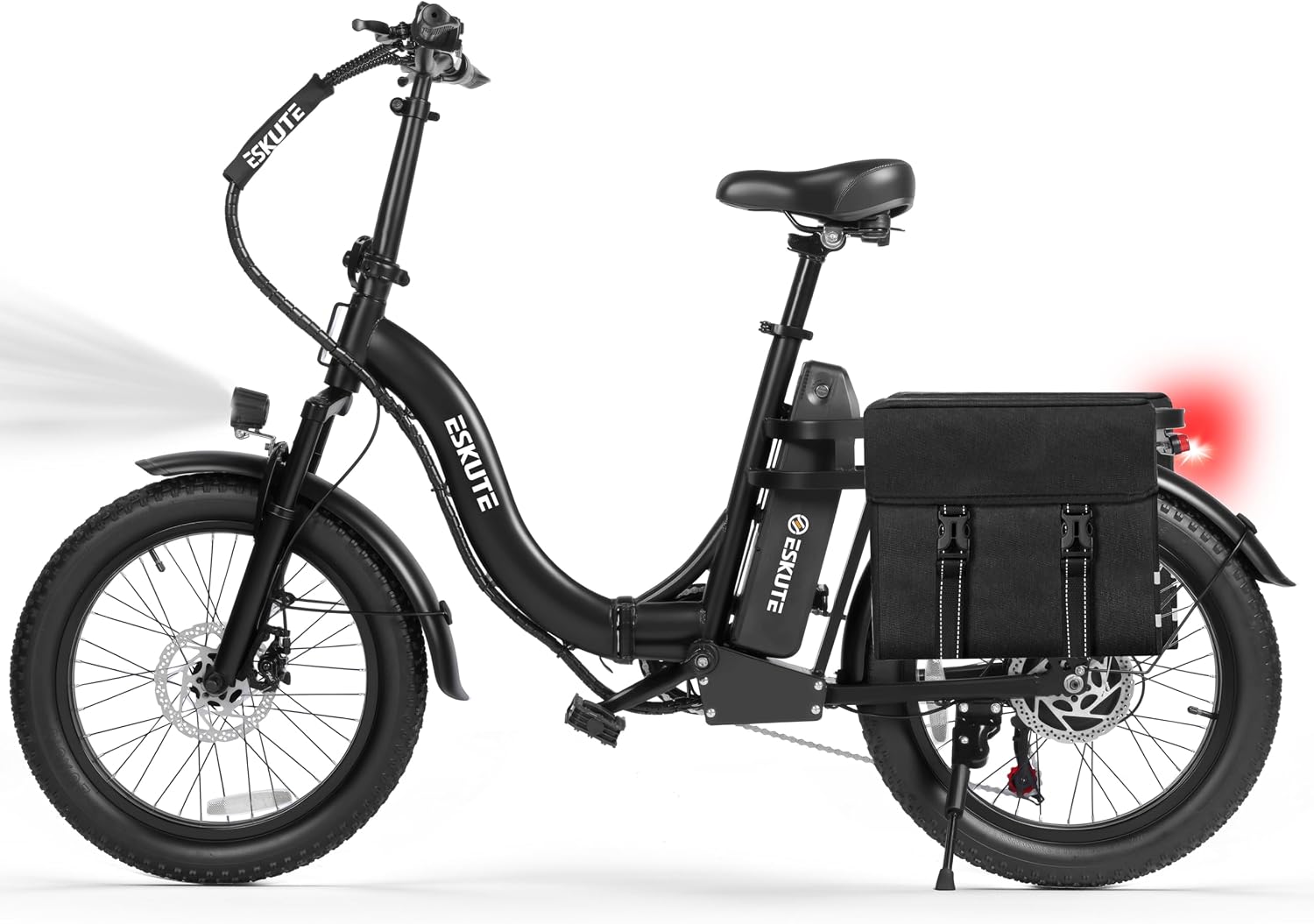 1200W Peak Folding Electric Bike for Adults, 28MPH 48V 10.4Ah Removable Battery, 55-Mile Range, 20'x3' Fat Tire, Step-Thru Ebike with Basket 7-Speed – Commuter E-Bike